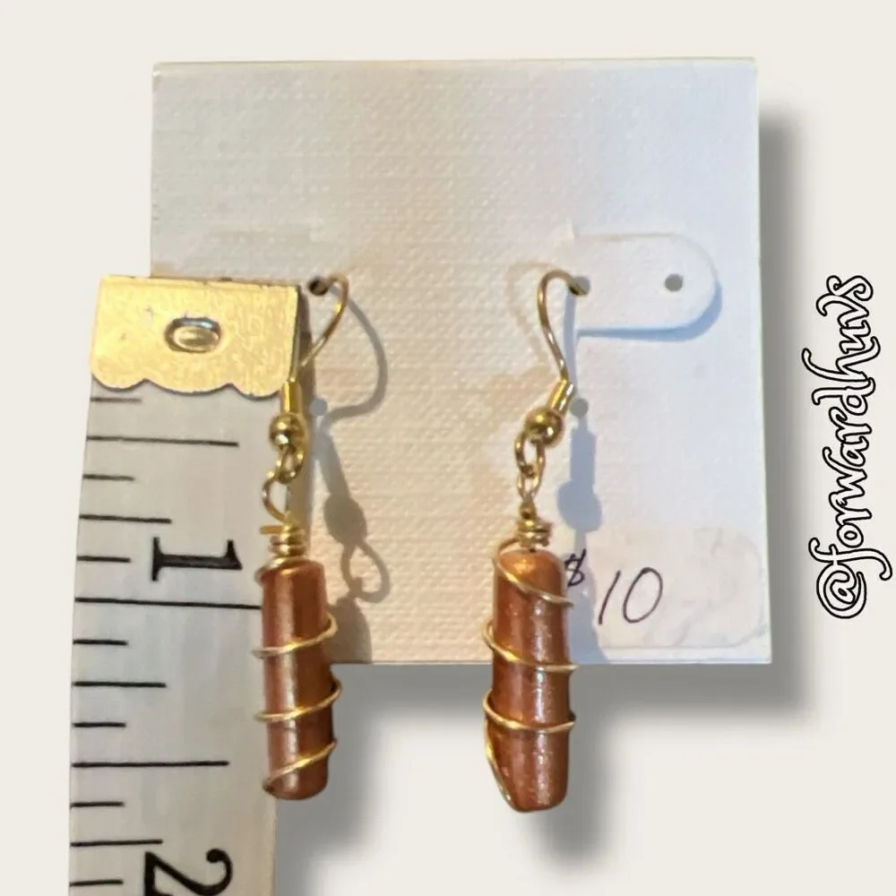 Bundle Sale 3 for $15 | Copper-Colored Earrings Wrapped in Gold Tone Wire